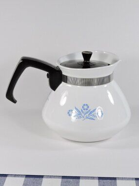 Vintage Corningware 6 Cup Teapot Blue Cornflower Design - Corning Ware